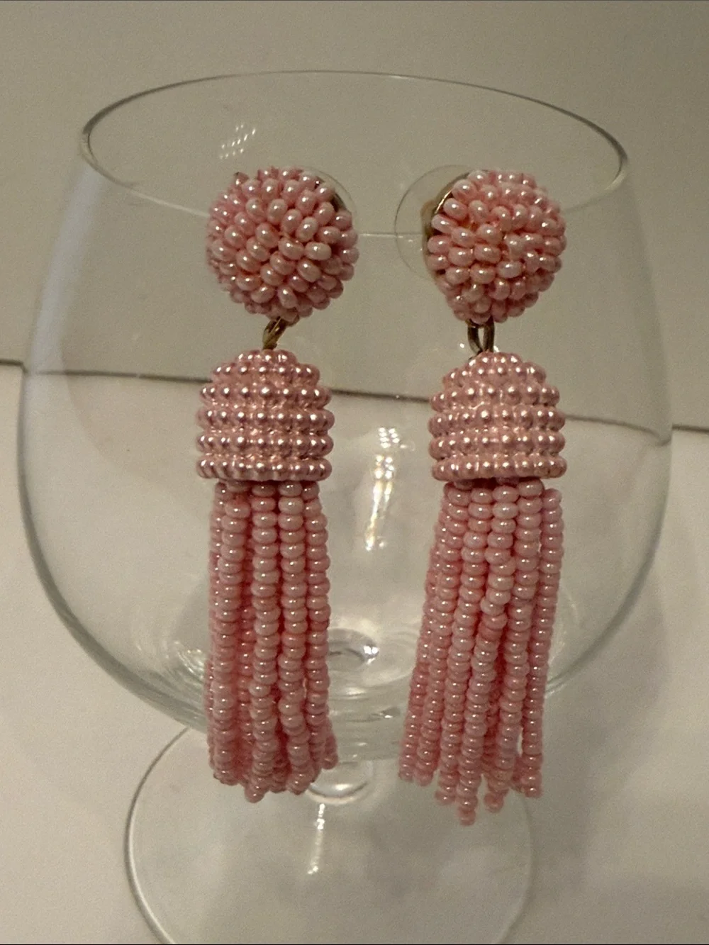 J. CREW EARRINGS PINK SEED BEADS STRANDS POST PIERCED DANGLE
